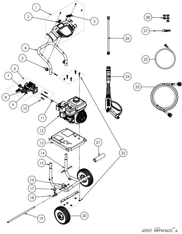 ROCK RIVER Model RRPW3625 60957 replacement parts